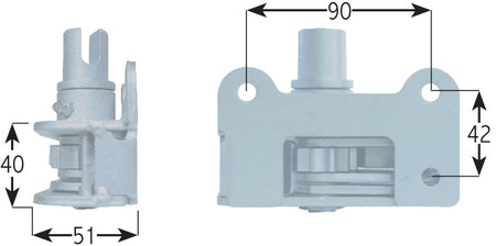 Heavy Duty Curtain Tensioner - CBF Series 40AT, featuring a close-up of a mechanical device with a stainless steel grease nipple and ø25mm round shaft.