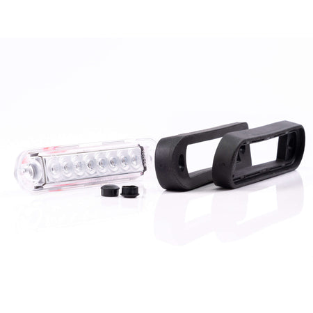 8 LED Long Marker Light, close-up showing its compact design and rubber mount, ideal for easy installation on vehicles like vans and trucks.