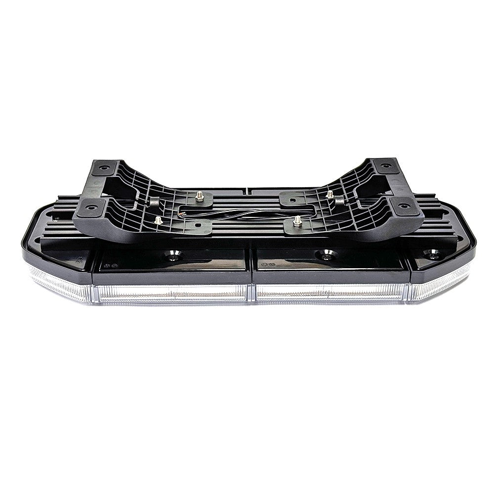 Horizontal LED Amber Warning Lightbar with black base and wires, featuring 360° visibility and various sizes for commercial trailers and vehicles.