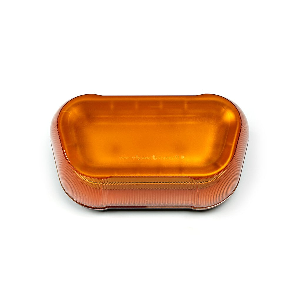 LED High Profile Mini Light Bar with aerodynamic design and polycarbonate lens, ideal for commercial vehicles. Available in amber or clear lens options.
