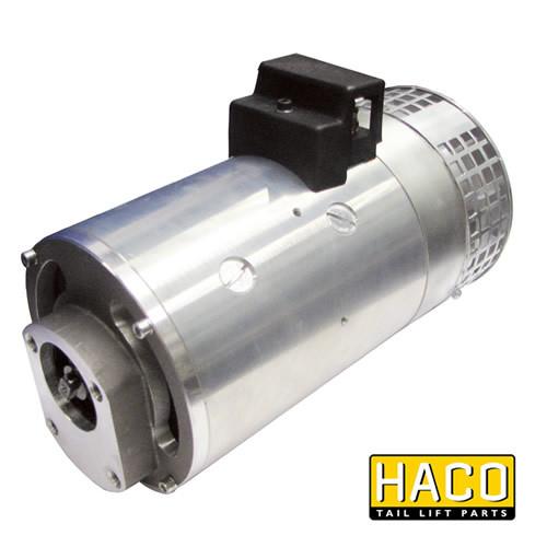 Motor 4.5kW 24V HACO for Dhollandia MP017, close-up of the closed motor with cooling fan and right rotation, suitable for commercial trailers.