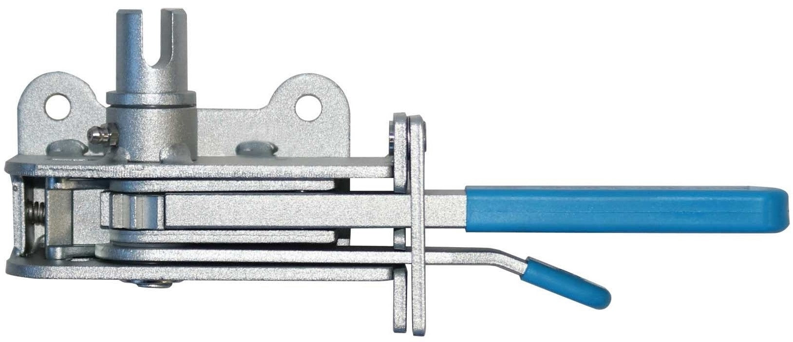 Heavy Duty Curtain Tensioner - CBF Series 40AT close-up, showcasing stainless steel components and unique direct drive ratchet mechanism with visible fixing points.
