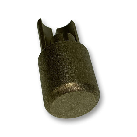 Brass Top Adaptor for 27mm Curtain Poles, close-up view, showcasing its metal construction, suitable for commercial trailer accessories from Nationwide Trailer Parts Ltd.