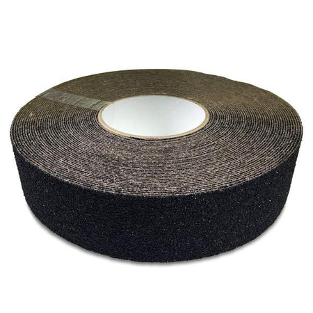Anti-Slip Tape (Standard Grade 18.3mtr Black) roll, self-adhesive for durable, high-quality anti-slip protection on various surfaces.