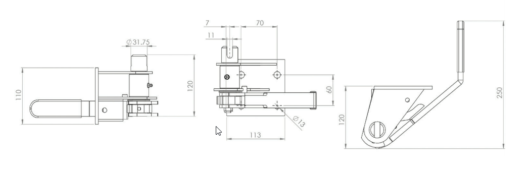 LD Style Front Tensioner technical drawing, showcasing detailed mechanical components for commercial trailers.