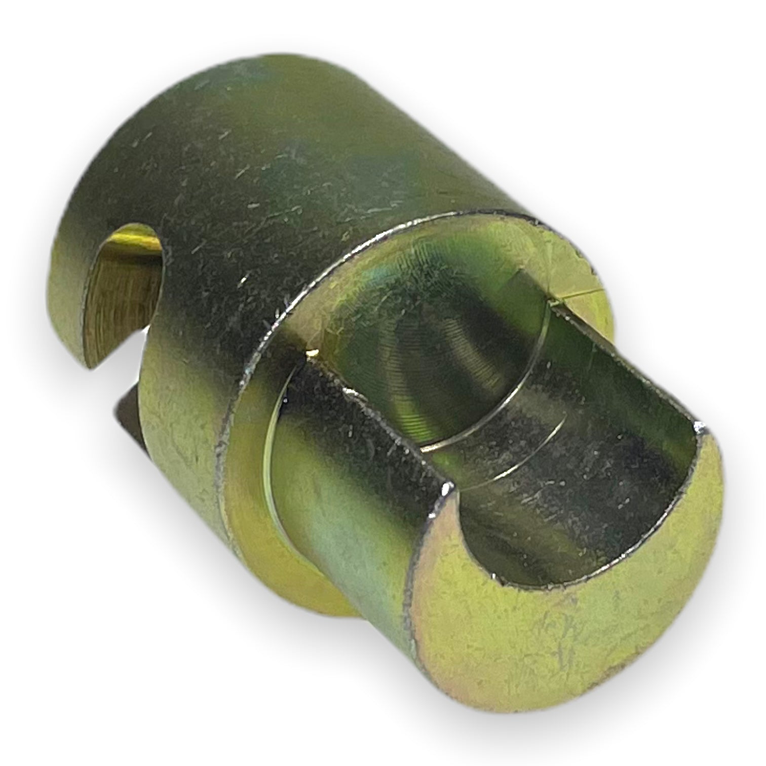 Bottom Cam / Pole Coupler - LHF/RHR, a metal cylindrical hardware component with a central hole, used in commercial trailer parts for specific positioning.
