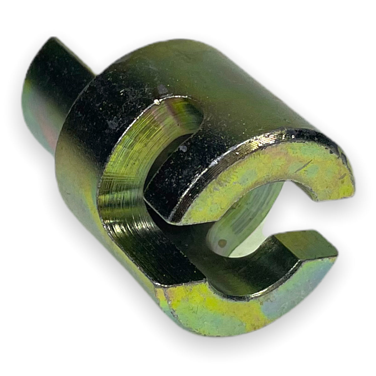 Bottom Cam / Pole Coupler - RHF/LHR, metal component with central hole, designed for trailer parts. Suitable for right hand front or left hand rear use.