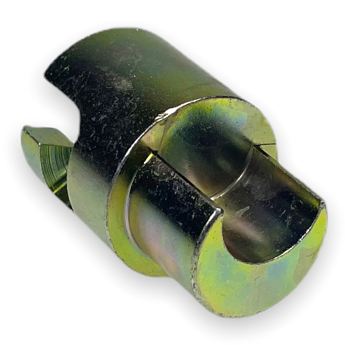 Bottom Cam / Pole Coupler - RHF/LHR, metal cylinder with a nut and hole, designed for trailer parts.