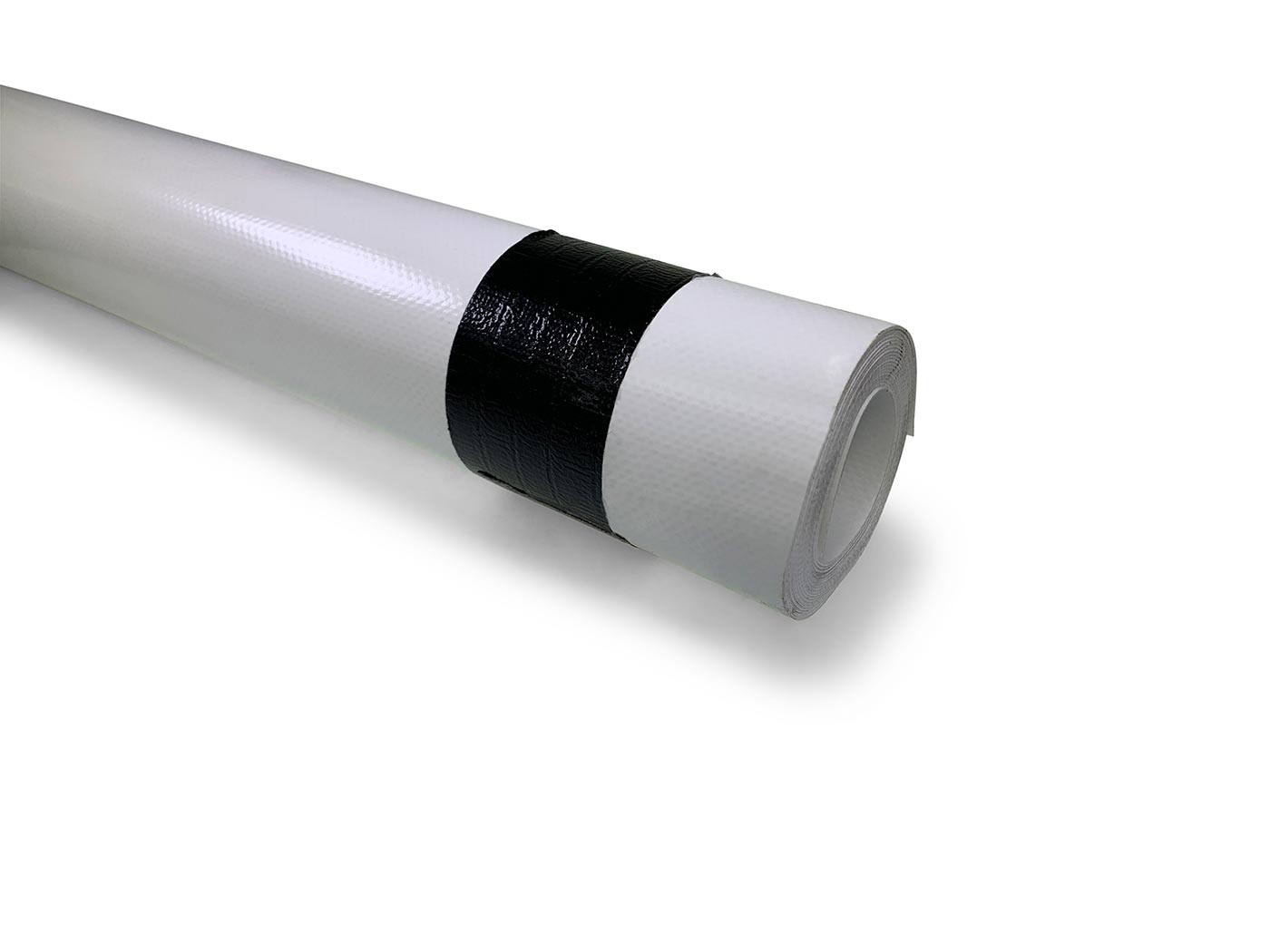 Curtain Material: A roll of white Panama PVC curtainsider material, 900gsm, shown on a white surface, ideal for commercial vehicle applications.