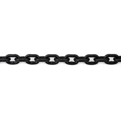 Grade 8 Lashing Chain on white background, short link alloy steel for load binding, priced per metre, ideal for commercial trailers and vehicles.