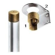 Brass Top Adaptor for 27mm Curtain Poles, a metal and brass component, ideal for household hardware applications, shown in close-up.