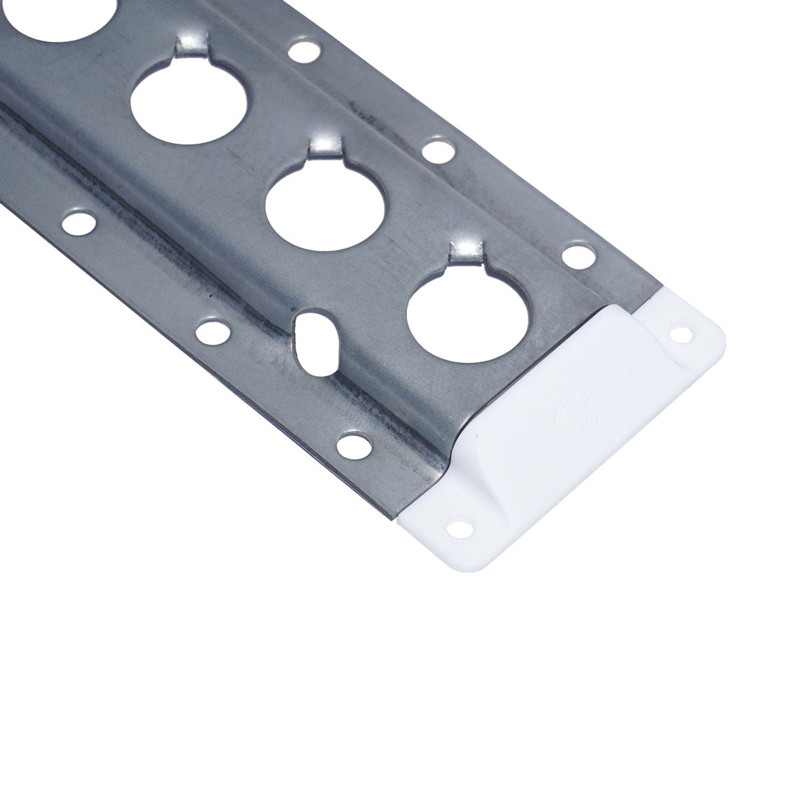 1806 Heavy-Duty Load Restraint Track, featuring a perforated metal design with drainage holes, made from zinc-aluminium-magnesium alloy for exceptional corrosion resistance, ideal for vans and smaller trucks.