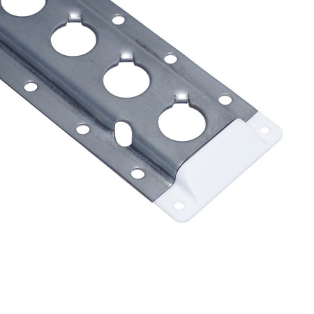 1806 Heavy-Duty Load Restraint Track, featuring a perforated metal design with drainage holes, made from zinc-aluminium-magnesium alloy for exceptional corrosion resistance, ideal for vans and smaller trucks.