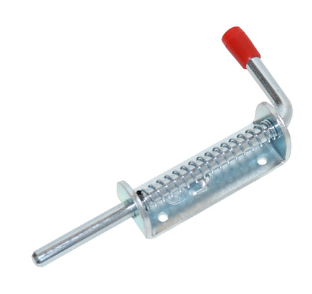 Spring Loaded Bolt, 12mm diameter, designed for commercial vehicles and HGV trailers, featuring a metal bracket and visible fixing holes.