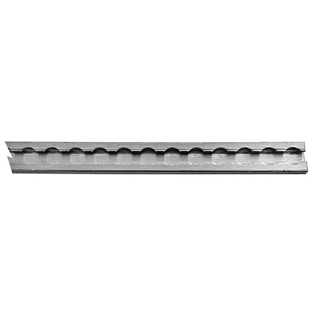 Close-up of Aluminium Captive Floor Track with pre-drilled ø20mm holes for commercial vehicles, showcasing precision engineering and durability in transport solutions.