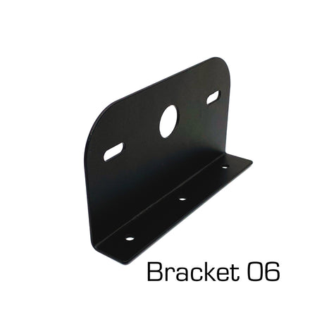 Mounting Bracket For Directional Lights (L-Shape), black metal with multiple holes, available in three sizes for various NTP models.