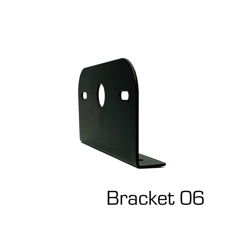 Mounting Bracket For Directional Lights (L-Shape), black metal with multiple holes, suitable for various mounting configurations, compatible with NTP series products.