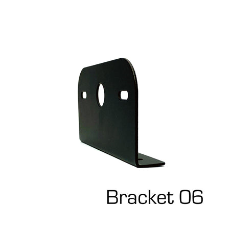 Mounting Bracket For Directional Lights (L-Shape), black metal with multiple holes, suitable for various mounting configurations, compatible with NTP series products.