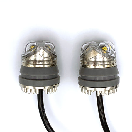 Hide Away Covert AMBER LED Light Kit showing round metal connectors with black wires, designed for discreet vehicle installation with high-powered LEDs.