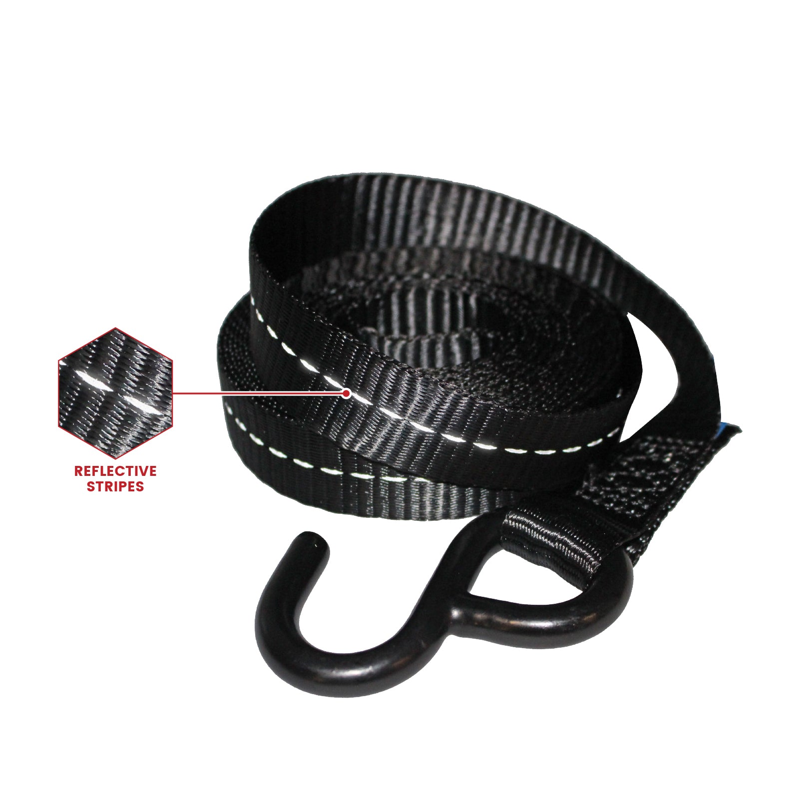 25mm wide, 800kg Premium Ratchet Strap with Soft Grip Moulded Handle and 'S' Hook Ends, ideal for load restraint in commercial trailers. Pack of 4.