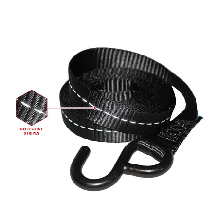 25mm wide, 800kg Premium Ratchet Strap with Soft Grip Moulded Handle and 'S' Hook Ends, ideal for load restraint in commercial trailers. Pack of 4.
