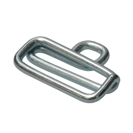 Strap Slide Adjuster for Roof Mounted Bungee Systems, featuring a robust metal loop for adjustable strap positioning, ideal for secure load restraint in commercial trailers.