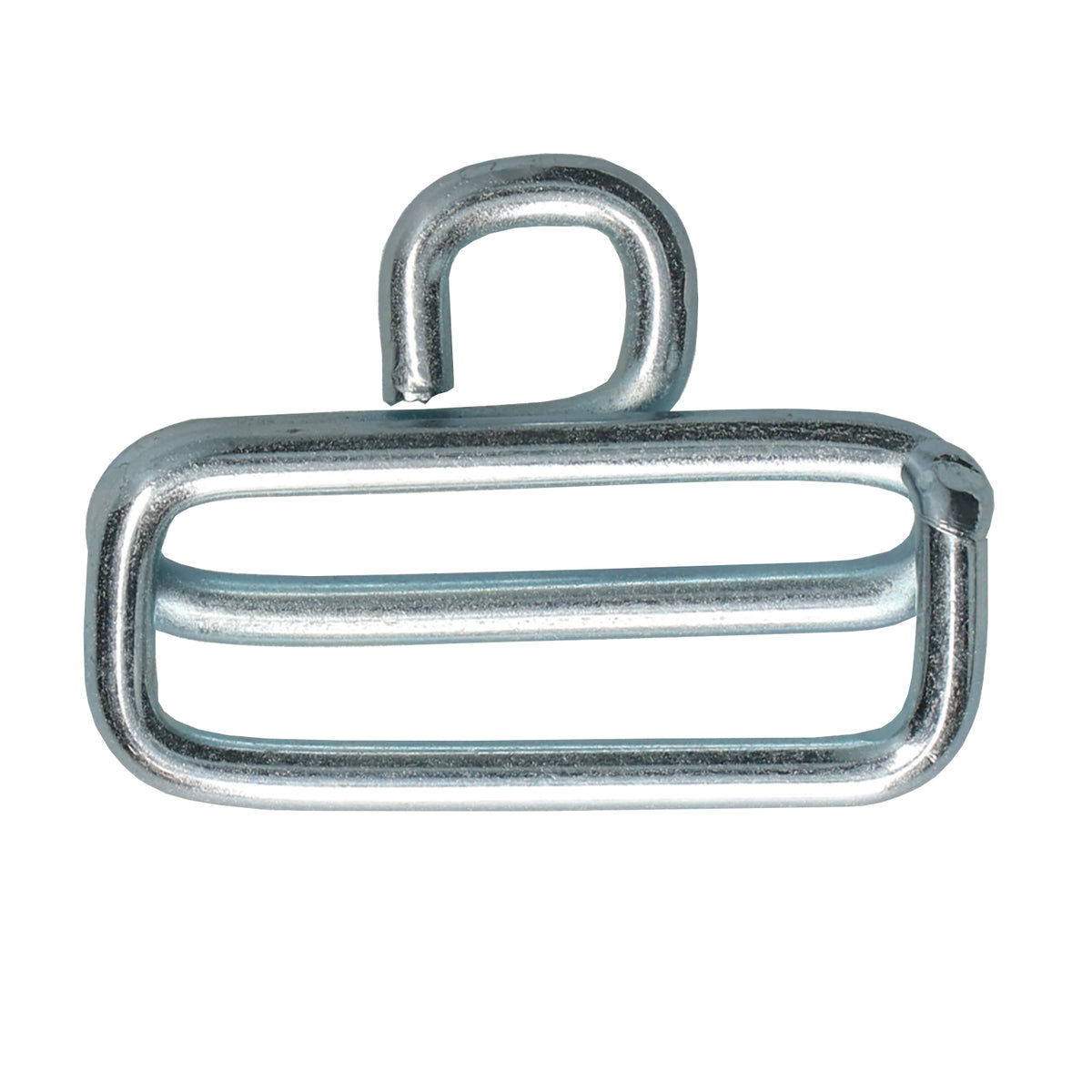 Strap Slide Adjuster for Roof Mounted Bungee Systems, featuring a metal hook for secure, adjustable connections on commercial trailer straps.