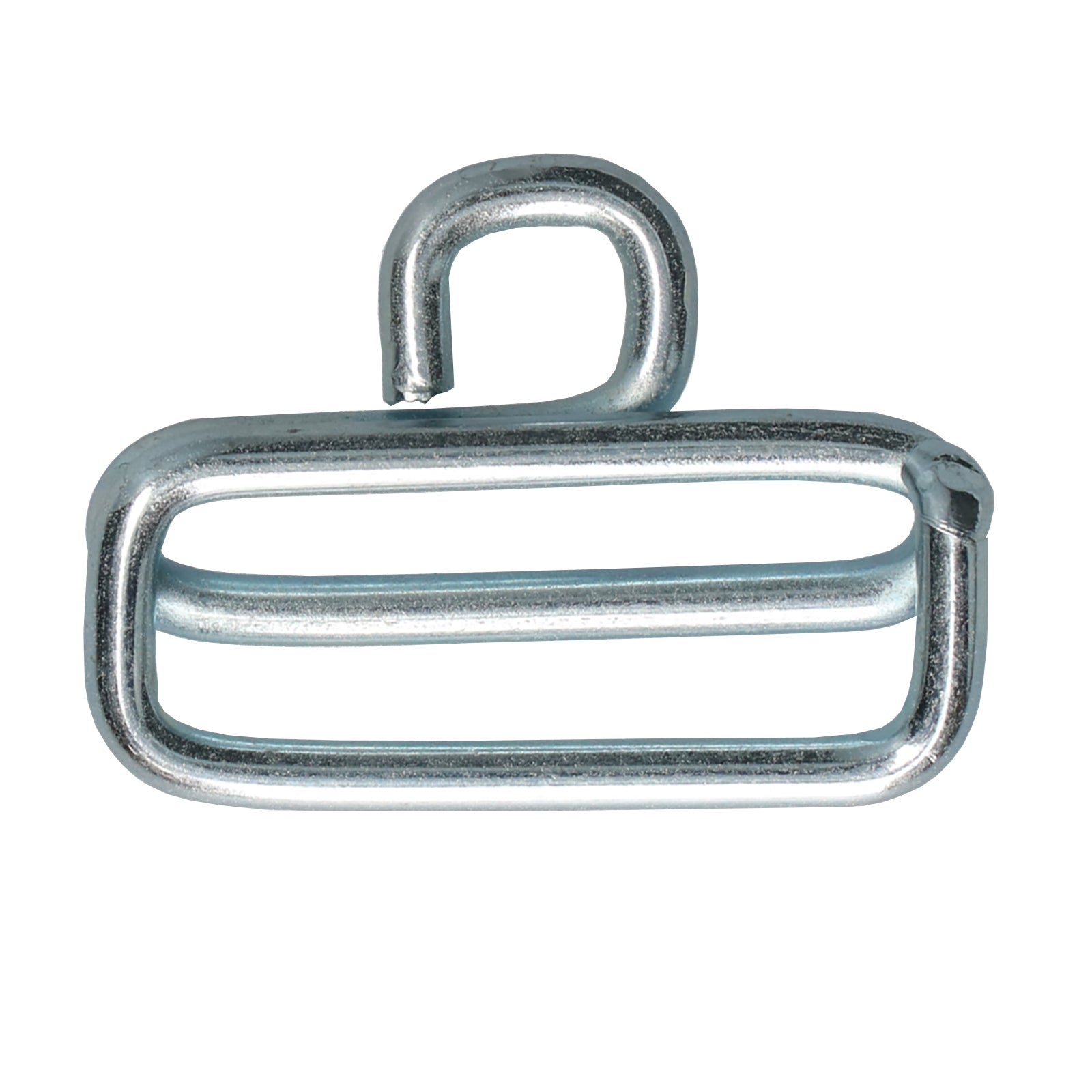 Strap Slide Adjuster for Roof Mounted Bungee Systems, featuring a metal hook for secure, adjustable connections on commercial trailer straps.