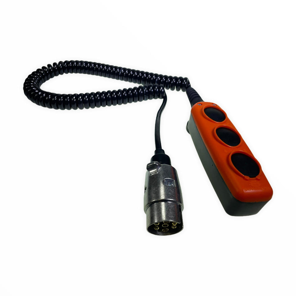 Three Button Control with Wanderlead for Dhollandia tail lifts, featuring visible buttons and cable, ideal for hydraulic lift systems in commercial vehicles.