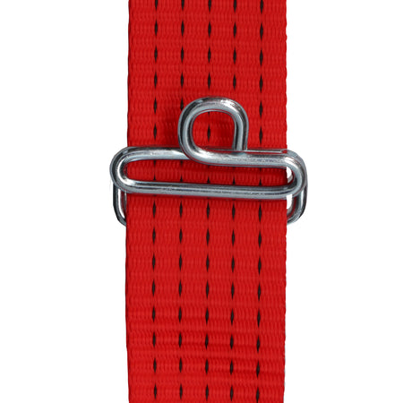 Strap Slide Adjuster for Roof Mounted Bungee Systems, featuring a metal clip for adjustable positioning, ideal for securing trailer roof bungee systems.