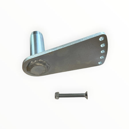 O/S 9/16 Hinge Pin Assy, TL, Ext. L.Tab includes a welded bracket with five countersunk holes and a matching machine screw, ideal for tail lifts.