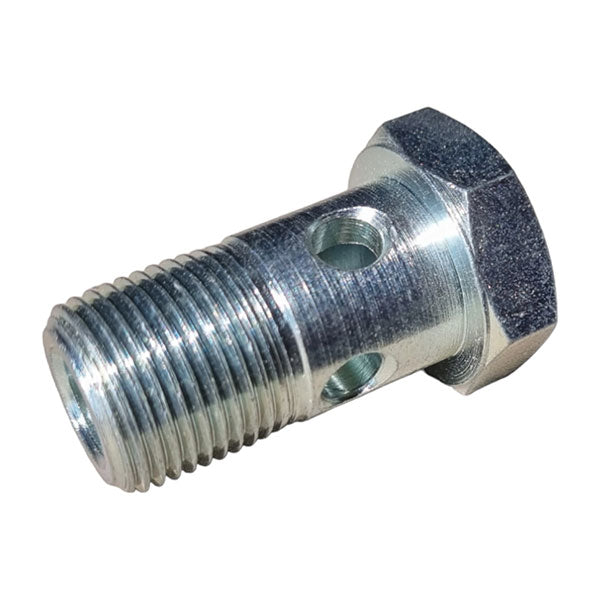 Close-up of a metal Banjo Bolt, a fastener for Dhollandia tail lifts, suitable for large commercial trailers and vehicles.