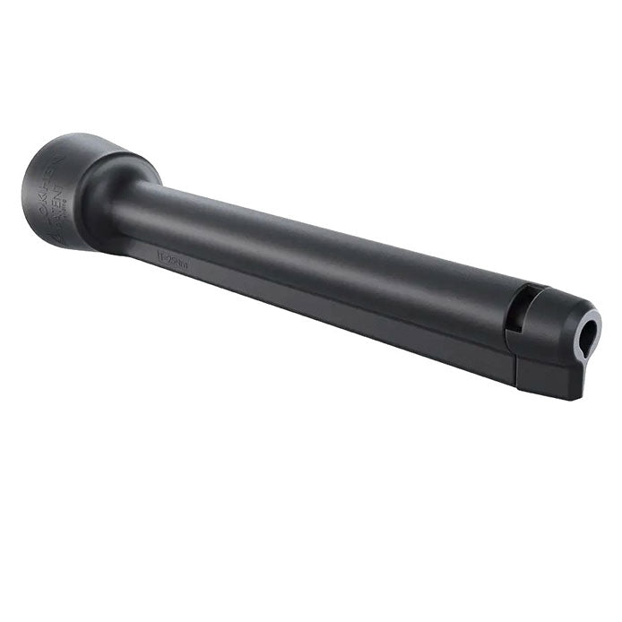 Large Wheel Chock Support Arm, 285mm x ø55mm, black moulded plastic with twist-end lock, single bolt fixing. Designed specifically for secure wheel chock placement.