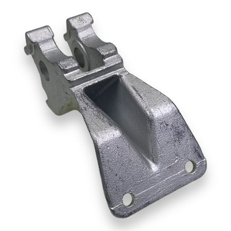 Hinge Swing Point MV1576.D, a silver metal component for Dhollandia Tail Lifts, featuring multiple holes and a lever design, ideal for commercial trailer maintenance.