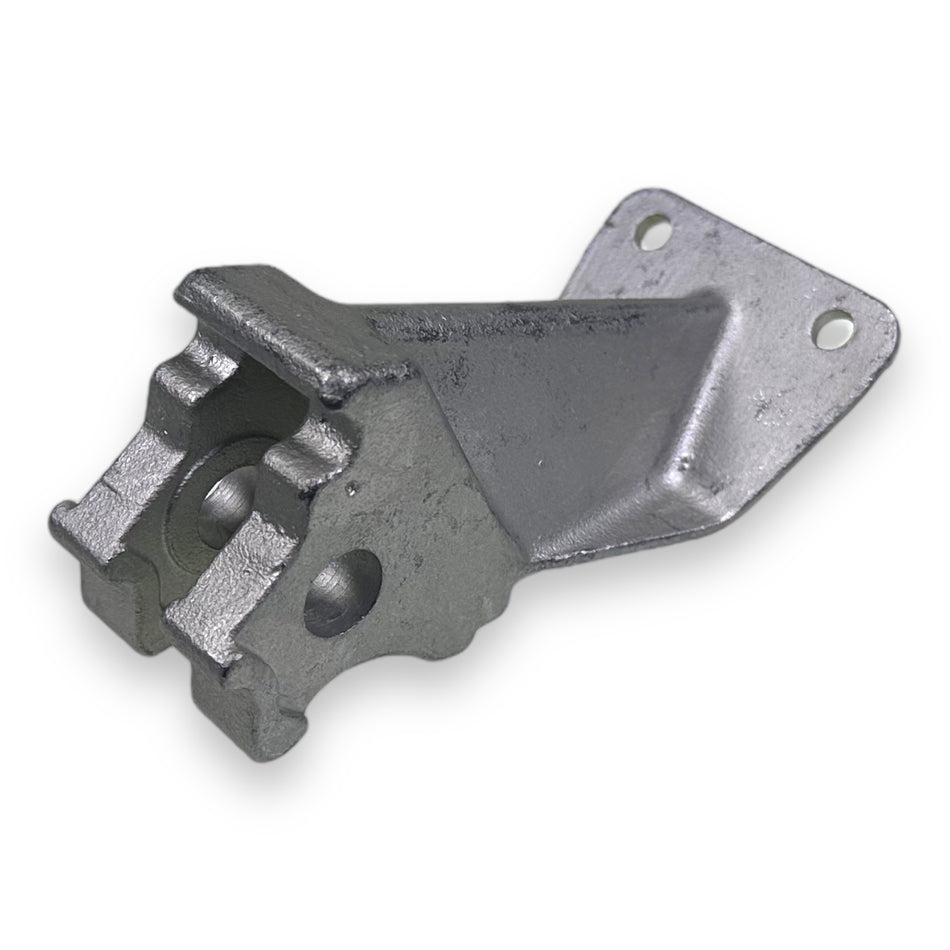 Hinge Swing Point MV1576.D, a metal component with holes, designed for Dhollandia tail lifts, available from Nationwide Trailer Parts Ltd for commercial vehicle applications.