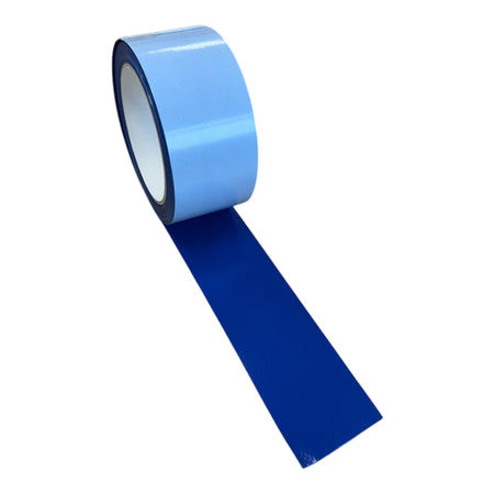 Curtain Side Adhesive Repair Roll, blue, 50mm wide, 5m length, for durable vehicle repairs using strong PVC material with pressure-sensitive adhesive.