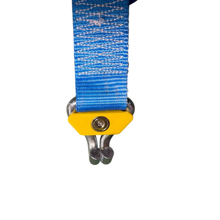 Ratchet Strap Magnetic Application Aid, featuring a yellow cover with metal prongs, prevents hook slippage during lorry loading. Fits 50mm straps, enhancing efficiency and saving time.