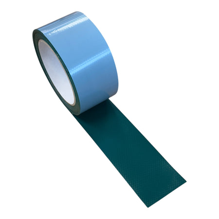Curtain Side Adhesive Repair Roll in blue, 50mm wide and 5m long, designed for durable PVC repairs on vehicle curtain sides.