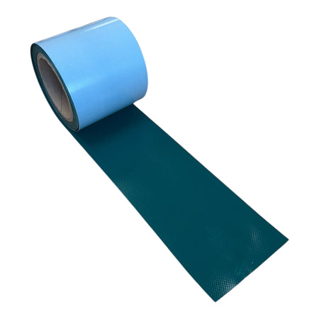Roll of blue Curtain Side Adhesive Repair Tape, 100mm wide, 5 meters long, designed for durable repairs on curtain side trailers and vehicles.