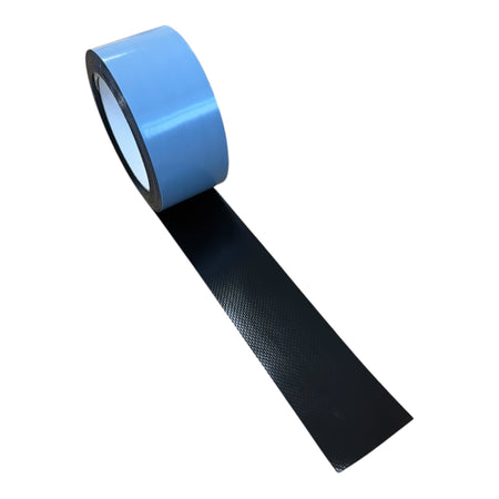 Curtain Side Adhesive Repair Roll in blue, 50mm x 5m, for durable vehicle repairs with strong PVC material and pressure-sensitive adhesive.