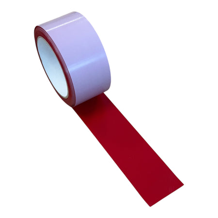 Curtain Side Adhesive Repair Roll on a red stand, designed for durable trailer repairs, featuring strong PVC material and pressure-sensitive adhesive.