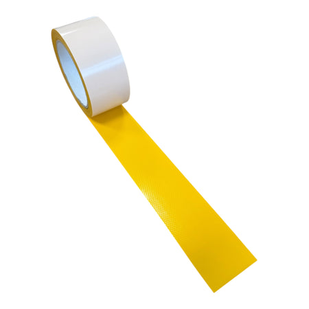 Curtain Side Adhesive Repair Roll, 50mm wide, 5m length, featuring a yellow strip for durable PVC repairs on trailers and vehicles.