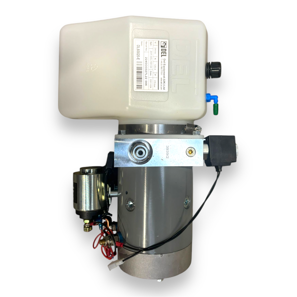RFP Power Pack for Del Tail Lift Model DL1000, featuring a white container and visible machine components.