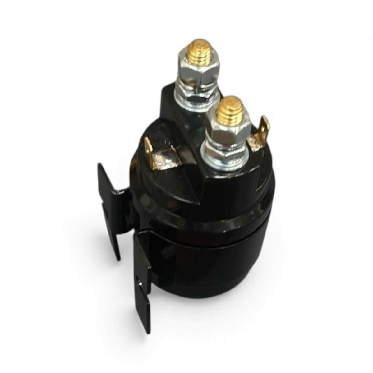 Starter Solenoid 24V 200 Amp HACO with silver contacts, featuring two large threaded posts and smaller spade terminals, suitable for Zepro & Bar Cargolift.
