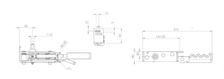 R70 Ratchet Tensioner technical drawing, features a 12mm square spindle, designed as a direct replacement for the Thiriet tensioner.