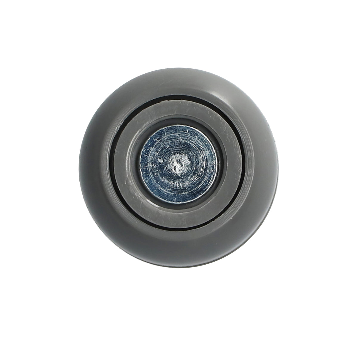 Grey roller for SDC track, featuring a round design with a blue center, compatible with Lawrence David and SDC alloy track rails.