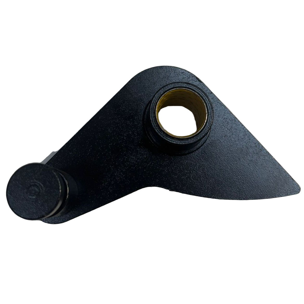 M2024 Arm toe guard SK for Dhollandia Tail Lifts: black metal bracket with pivot bushing and locating pin, ideal for secure, high-quality tail lift applications.