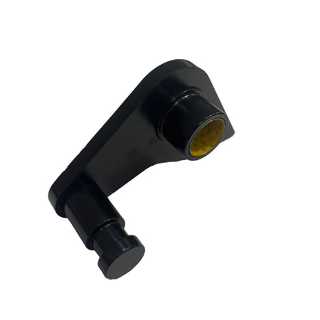 M2024 Arm toe guard SK for Dhollandia Tail Lifts, featuring a black metal bracket with integrated yellow honeycomb bushing and cylindrical pin, ideal for automotive suspension use.