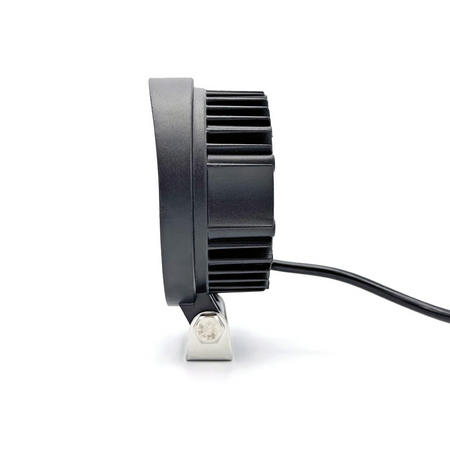 Economy LED Work Lamp, close-up of the round magnetic version with visible bracket, screw, and cable, suitable for commercial trailers.