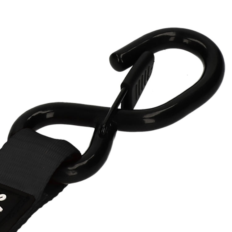5m, 25mm wide, 800kg Premium Ratchet Strap with soft grip handle and 'S' hook ends, ideal for secure load restraining on trailers.